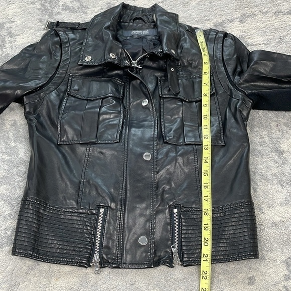 Kenneth Cole Reaction Faux Leather Vegan Moto Biker Jacket Black Sz M - Picture 6 of 14
